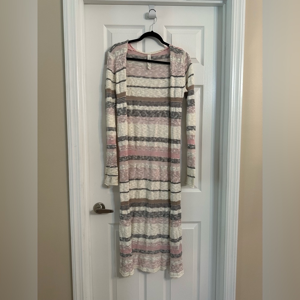Aeropostale Floor Length Striped Cardigan size small